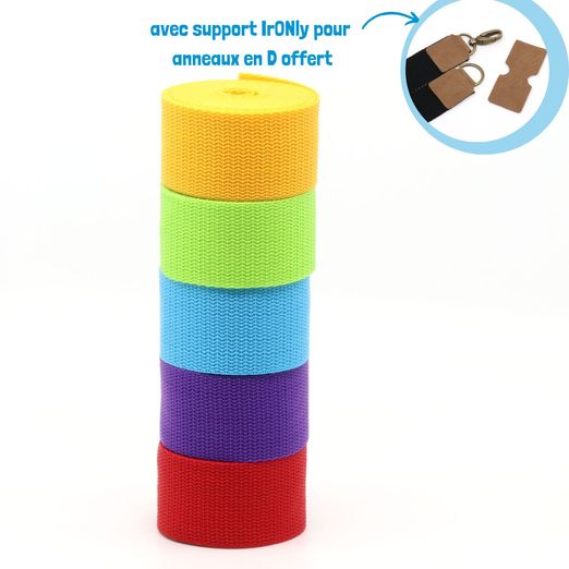 Lot de 5 sangles 40mm "Light" - 3m de long - ARC-EN-CIEL Lot de 5 sangles 40mm "Light" - 3m de long - ARC-EN-CIEL
