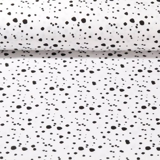 Mousseline de coton - Petits pois Blanc Structure lisse