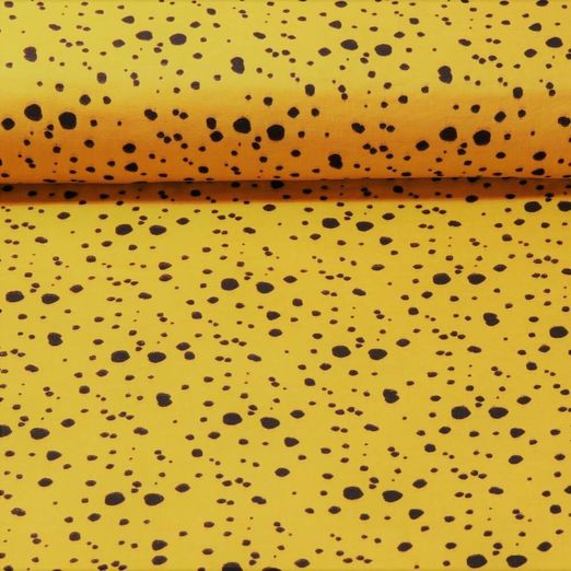 Mousseline de coton - Petits pois Jaune Structure lisse