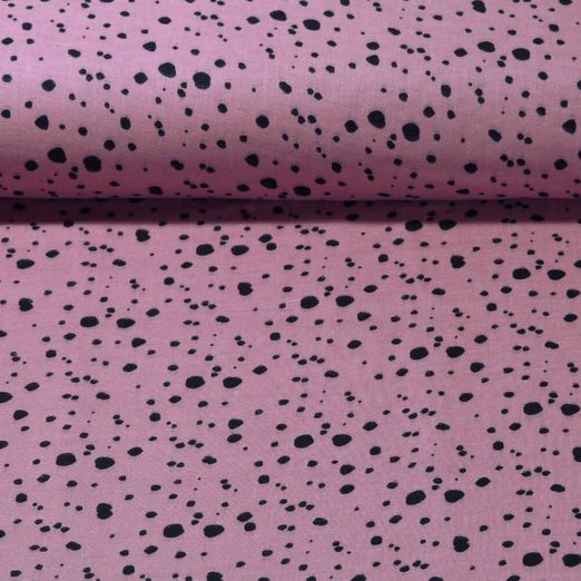 Mousseline de coton - Petits pois Vieux rose Structure lisse