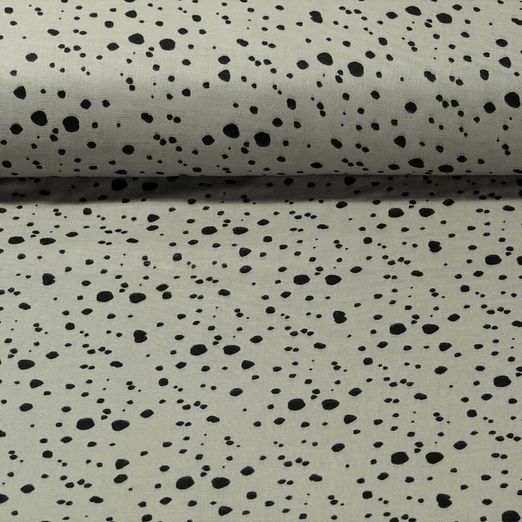 Mousseline de coton - Petits pois Taupe Structure lisse