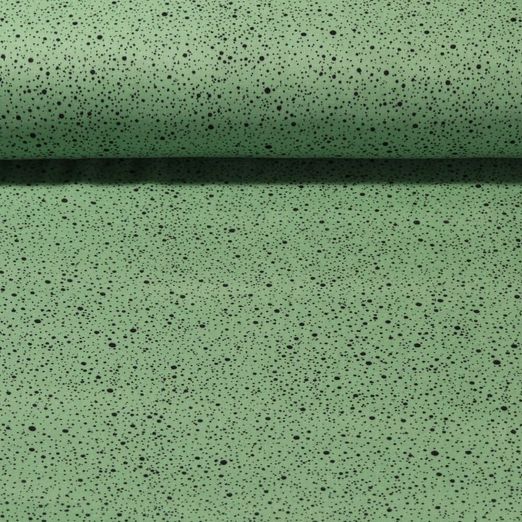 Mousseline de coton Bio - Moucheté Vert Structure lisse