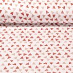 Mousseline de coton Bio - Triangles Structure lisse Blanc Brun