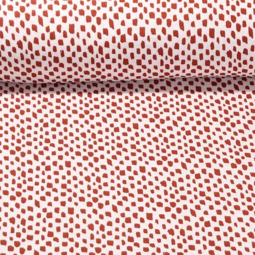 Mousseline de coton Bio - Traits Ecru Rouille Structure lisse