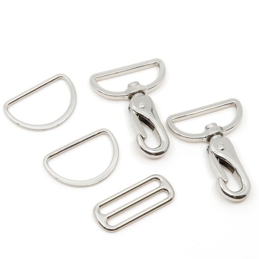 Taschenzubehör Set - 40mm - silber