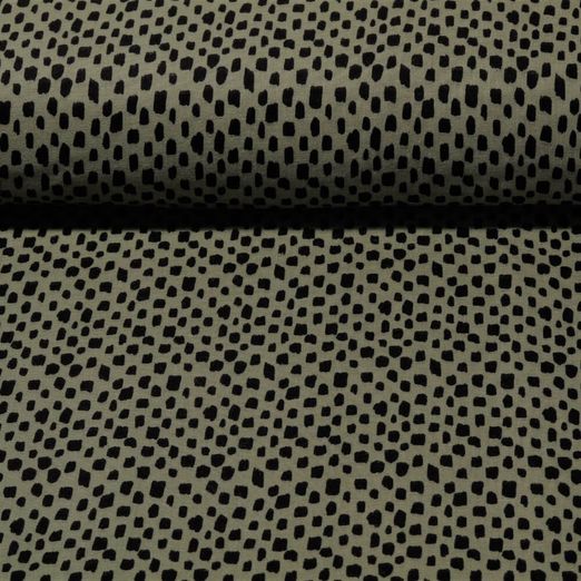 Mousseline de coton Bio - Traits Vert olive Structure lisse