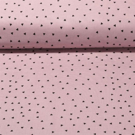 Mousseline de coton Bio - Triangles Vieux rose Structure lisse