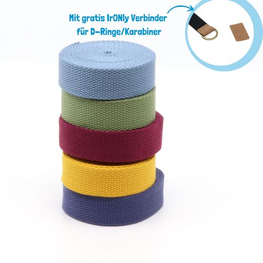 5er Set Baumwollmix Gurtband 25mm "Soft" - 3m Länge - Trend 5er Set Baumwollmix Gurtband 25mm "Soft" - 3m Länge - Trend