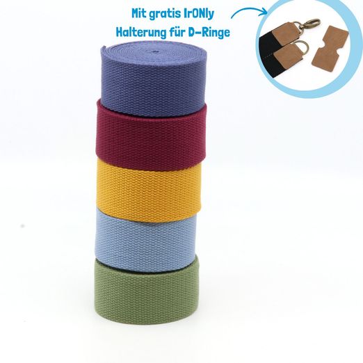5er Set Baumwollmix Gurtband 40mm "Soft" - 3m Länge - Trend 5er Set Baumwollmix Gurtband 40mm "Soft" - 3m Länge - Trend