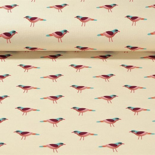 Sweat - Hamburger Liebe Digitaldruck Glossy Birds Ecru