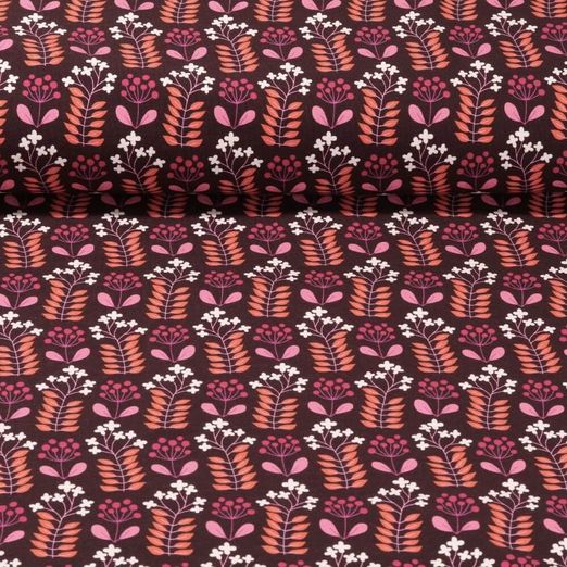 Jersey bio - Hamburger Liebe Impression digitale Glossy Petit Bloom Bordeaux