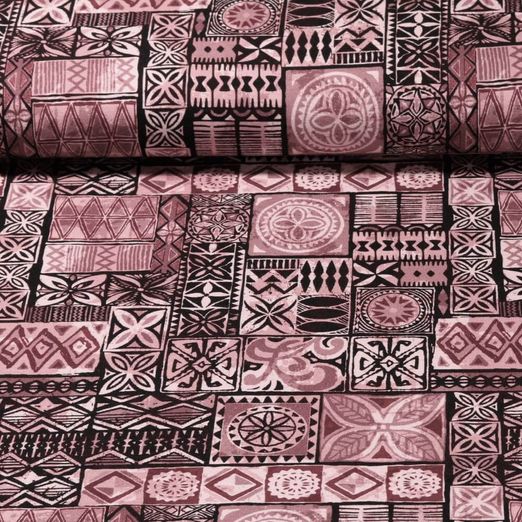 Viskosejersey - Digitaldruck Ethnik Patchwork Beere