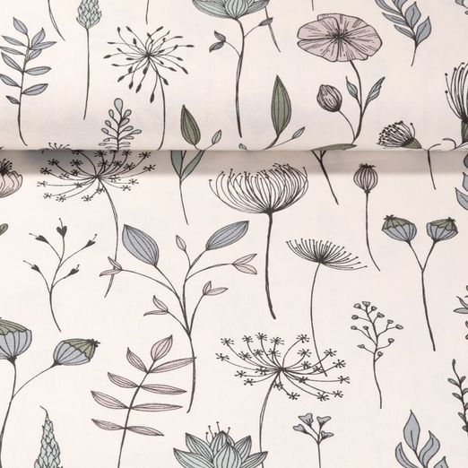Canvas - Mohnblumen Ecru