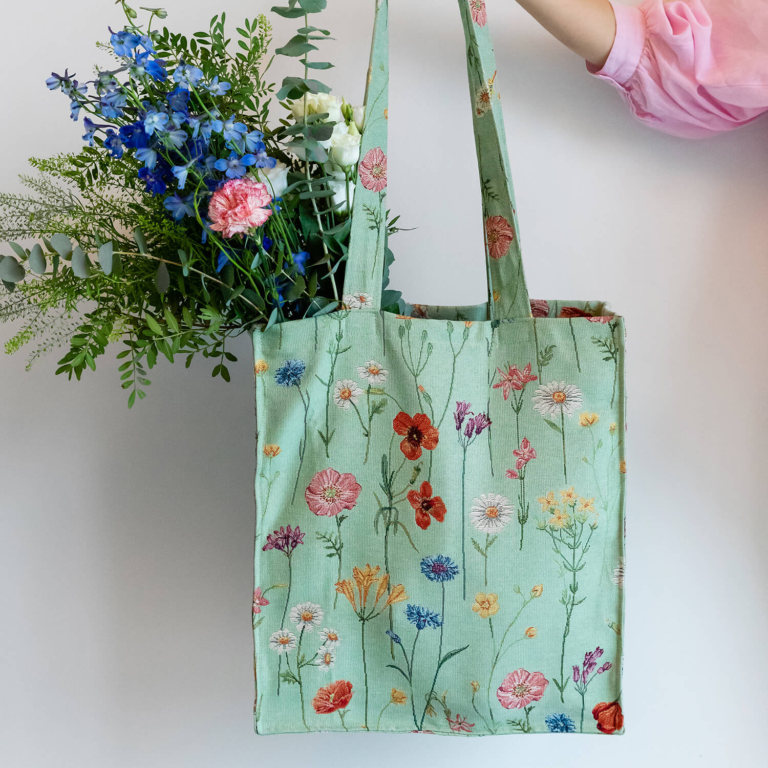 Gobelin - Fleurs sauvages Vert menthe-1 Gobelin - Fleurs sauvages Vert menthe-1