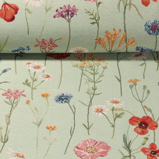 Gobelin - Fleurs sauvages Vert menthe