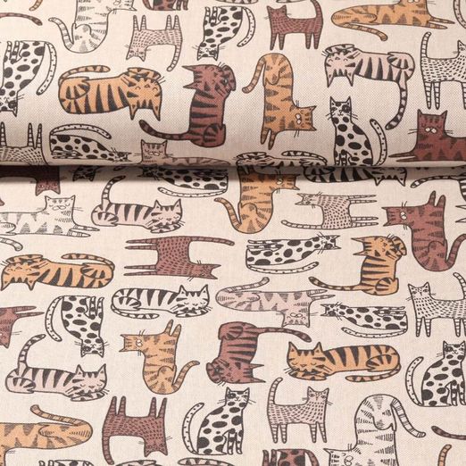 Toile canevas - Chats Beige Effet lin