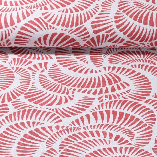 Canvas - Muscheln Hellgrau Rot Leinenlook
