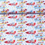 Baumwolle Webware - Luftfahrzeuge Weiß Rot