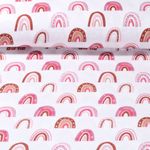 Mousseline de coton Bio - Arcs Ecru Rose Structure lisse