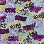 Sommarsweat - French Terry graffiti folietryck vit multicolor slinga struktur