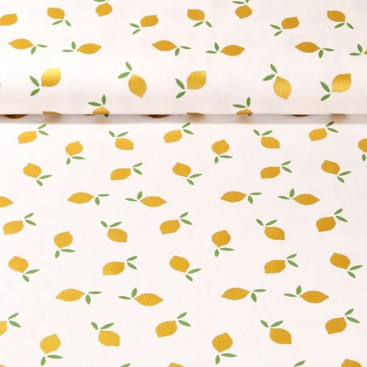 Jersey - Impression sur film Citrons Ecru
