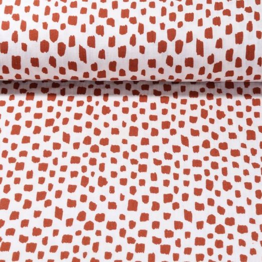 Mousseline de coton - Grands coups de pinceau Ecru Rouille Structure lisse