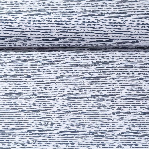 Baumwolle Popeline - Linien Weiß Blau