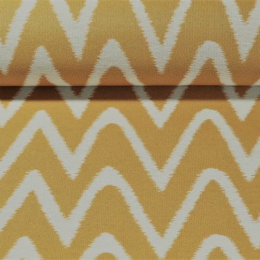 Tissu d'extérieur Cléo - Revêtement téflon Jacquard Zigzag Ocre