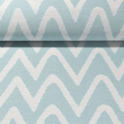 Tissu d'extérieur Cléo - Revêtement téflon Jacquard Zigzag Aqua