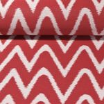 Tissu d'extérieur Cléo - Revêtement téflon Jacquard Zigzag Rouge