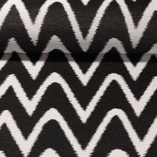 Tissu d'extérieur Cléo - Revêtement téflon Jacquard Zigzag Noir
