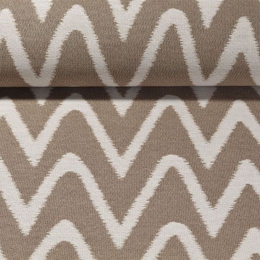 Tissu d'extérieur Cléo - Revêtement téflon Jacquard Zigzag Beige