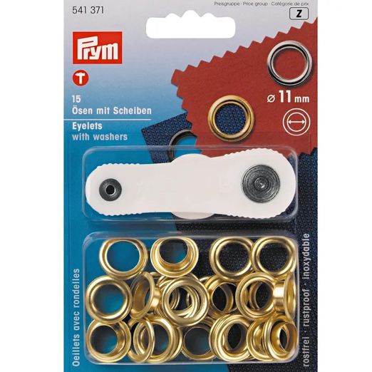 PRYM Ösen 11mm Ø + Werkzeug - Gold