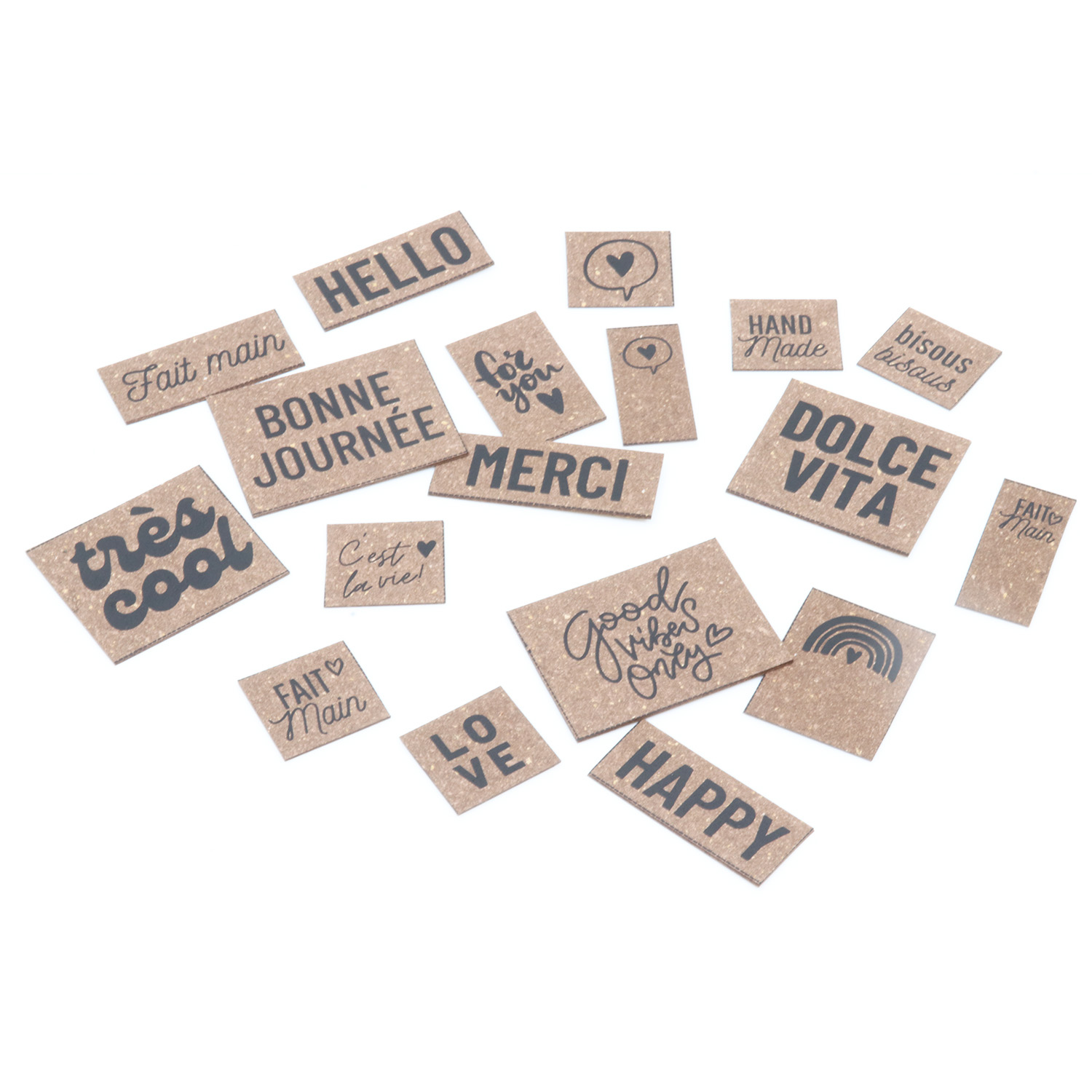 Etiquettes en cuir recyclé ReLeda - Messages - Brun-0 Etiquettes en cuir recyclé ReLeda - Messages - Brun-0