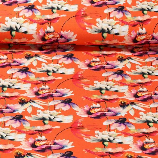 Jersey - Impression digitale Rêve de fleurs Orange