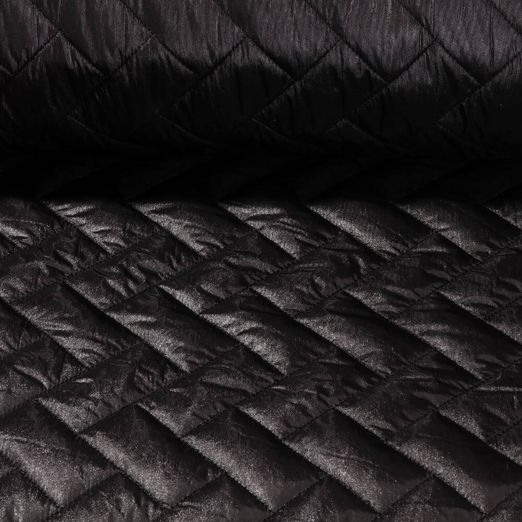 Gesteppter Jackenstoff - Rauten Diamantschwarz Wattiert