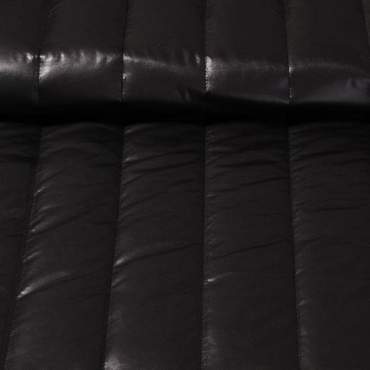 Tissu veste matelassé - Rayures 65mm Noir Ouaté