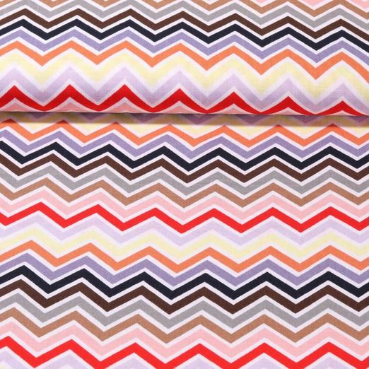Viskose - Stretch ZickZack Multicolor Rot