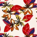 Viskose - Stretch Store Blomster med Blade Ecru Viskose - Stretch Store Blomster med Blade Ecru