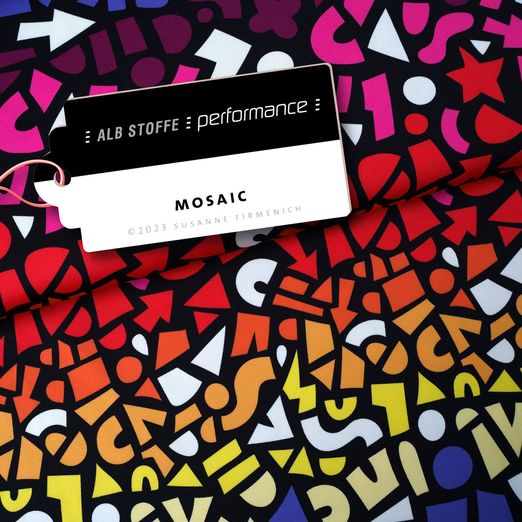 Albstoffe Performance Kollektion - Mosaic Schwarz Rot