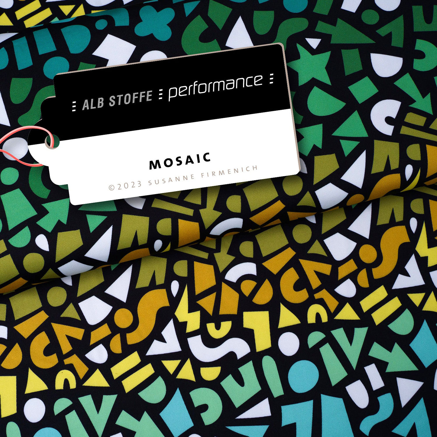 Tissu Albstoffe - Collection Performance - Mosaic Noir Vert-0 Tissu Albstoffe - Collection Performance - Mosaic Noir Vert-0