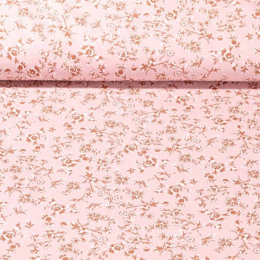 Coton enduit - Petites fleurs Rose poudré