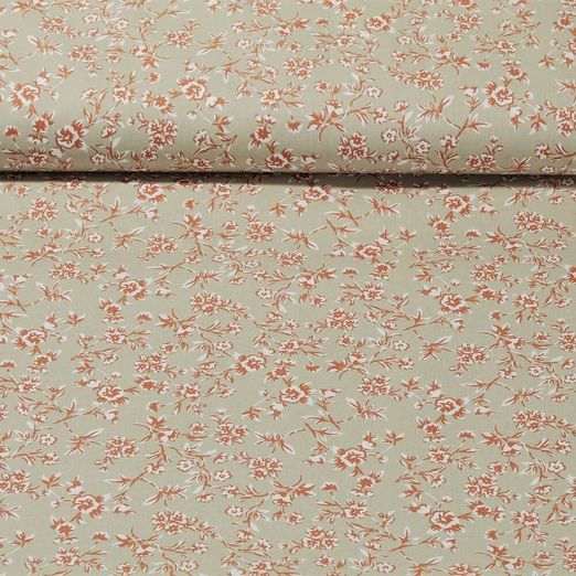 Coton enduit - Petites fleurs Beige
