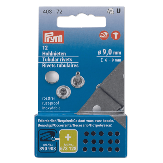 PRYM Hohlnieten - 6 - 9mm Höhe - 9mm Ø - silberfarbig