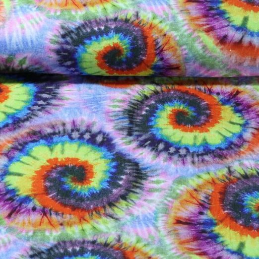 Mousseline de coton - Impression digitale Tie and Dye Bambino Lime Orange