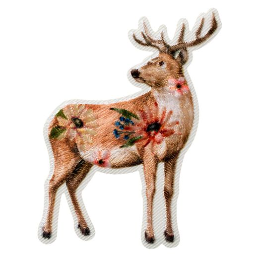 Ecusson thermocollant Cerf à fleurs