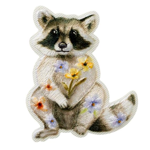 Ecusson thermocollant Raton-laveur avec fleurs