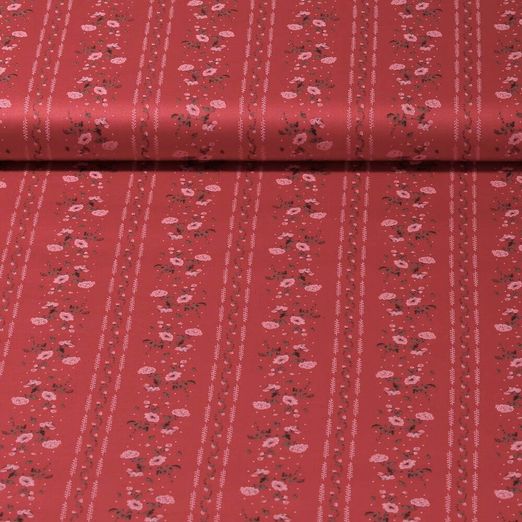 Baumwolle Trachtenstoff Romantico - Rosenranken Rot