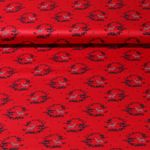 Tissu traditionnel en coton Romantico - Cerfs Fleurs Rouge