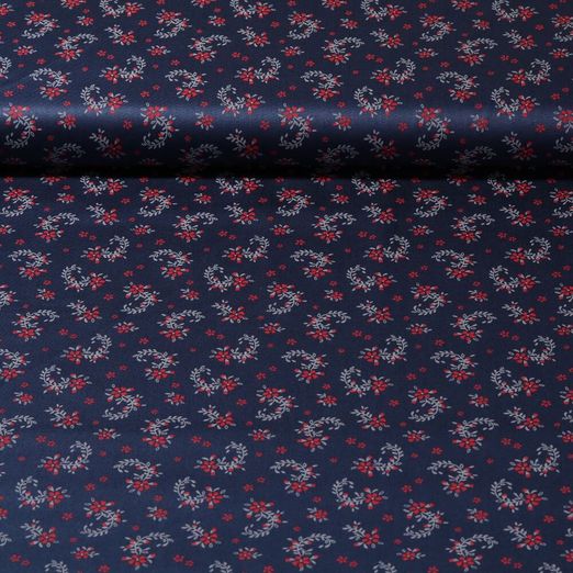Baumwolle Trachtenstoff Romantico - Blütenpaisley Marine